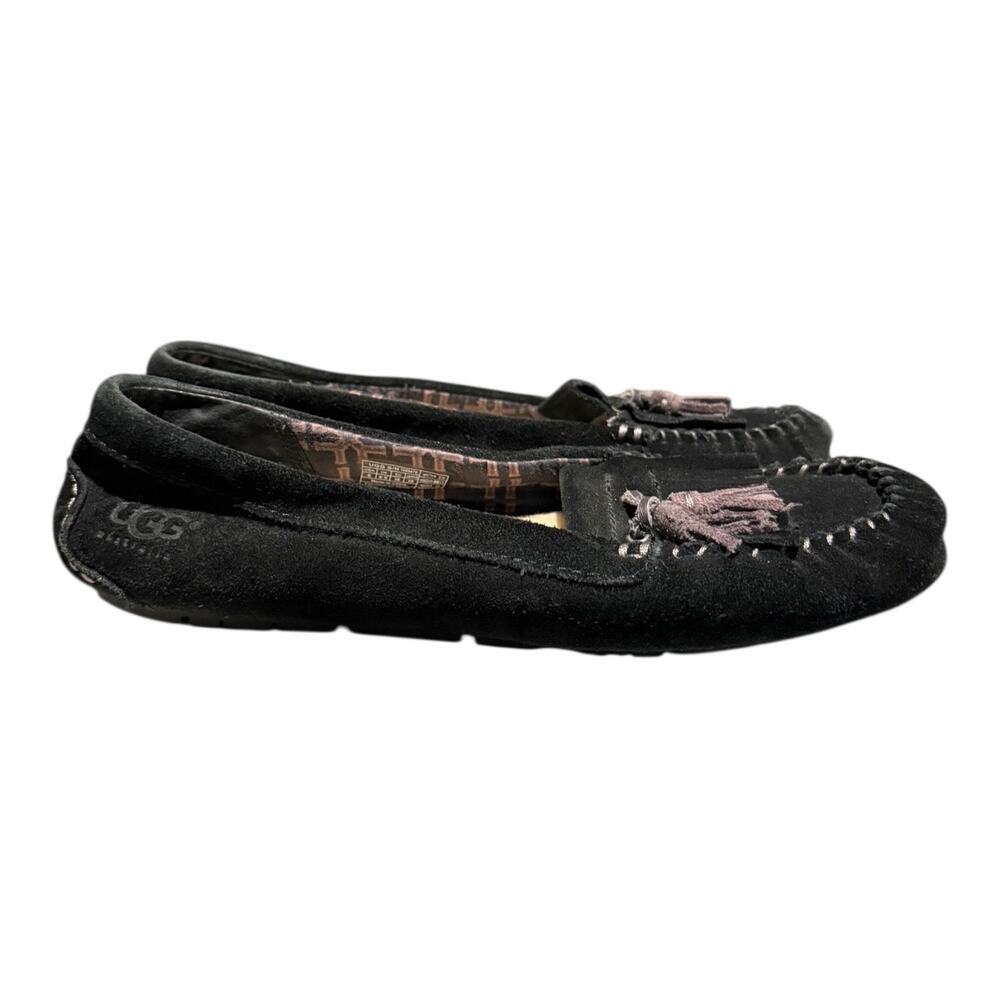 UGG 1005475 Lizzy Moccasin Slippers Black Women's Size 8 Tassels Slip On - Picture 2 of 9